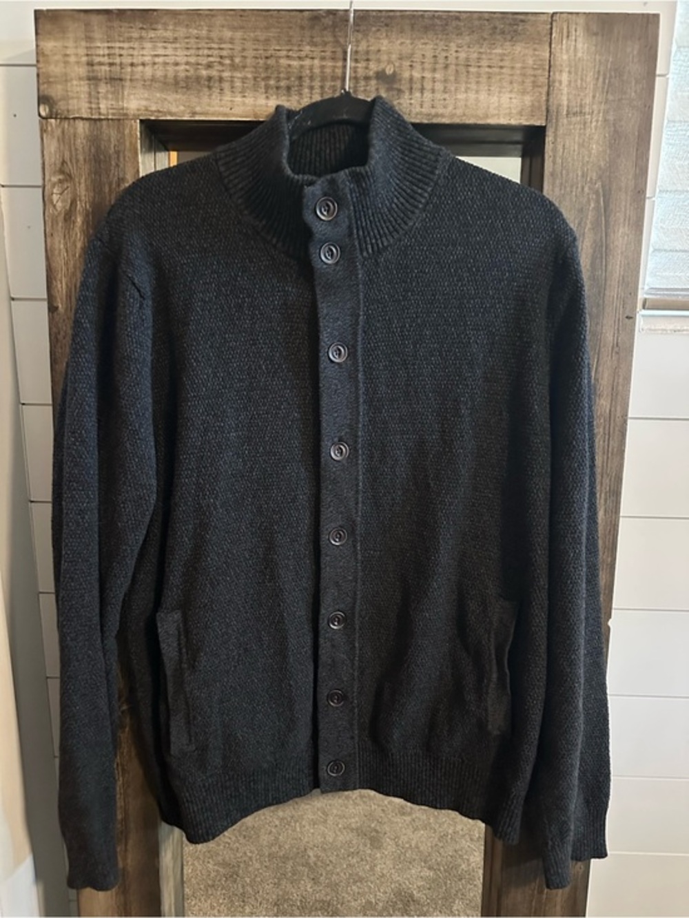 Goodfellow & Co Men’s XL Black Shawl Collar Button Cardigan Sweater 100% Cotton